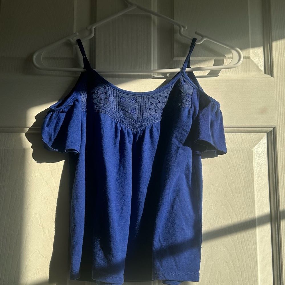 Blue Off-The-Shoulder Blouse